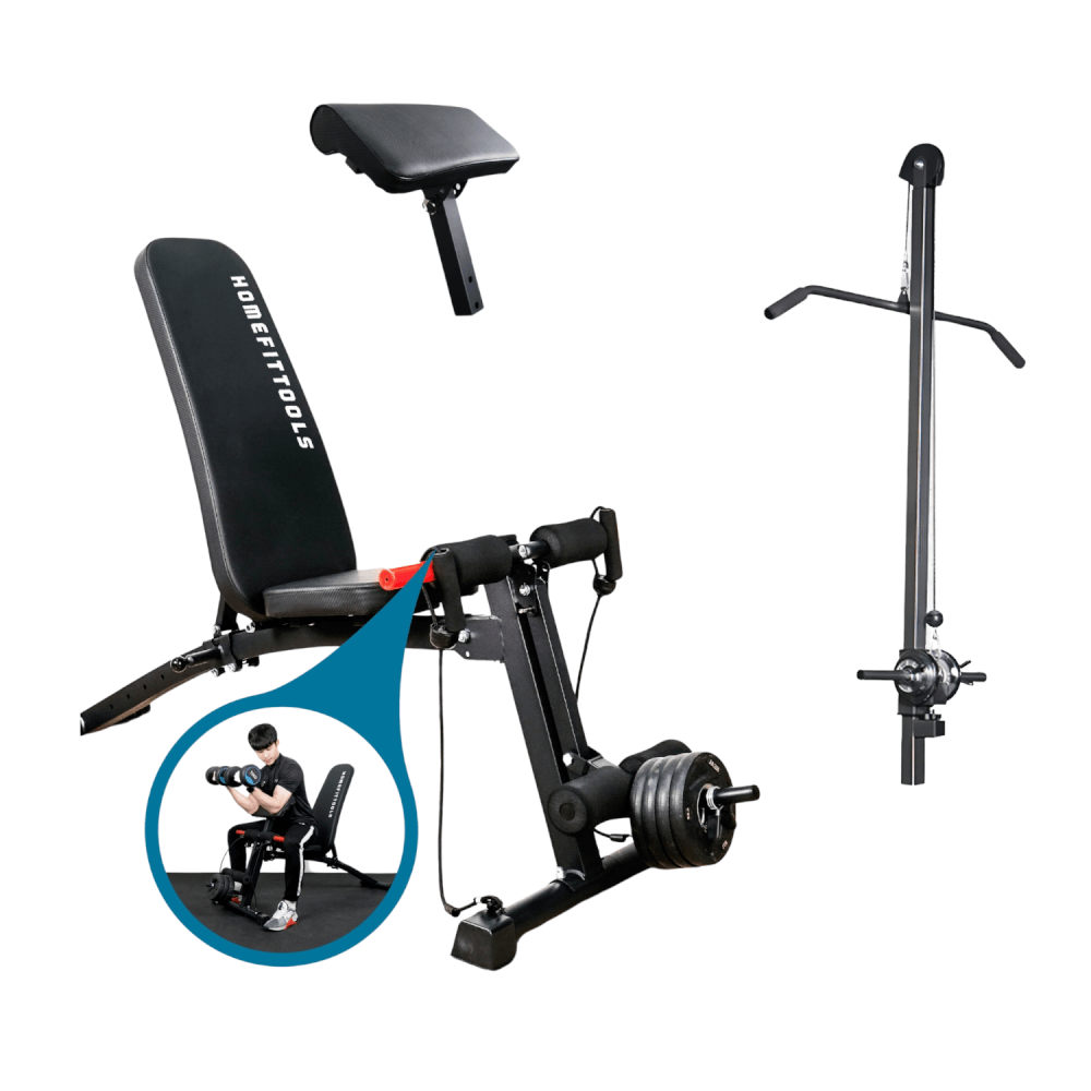 ชุดเซ็ต ม้านั่งฟิตเนส Homefittools รุ่น P1 Plus + เบาะรองแขน + เสาเสริม 